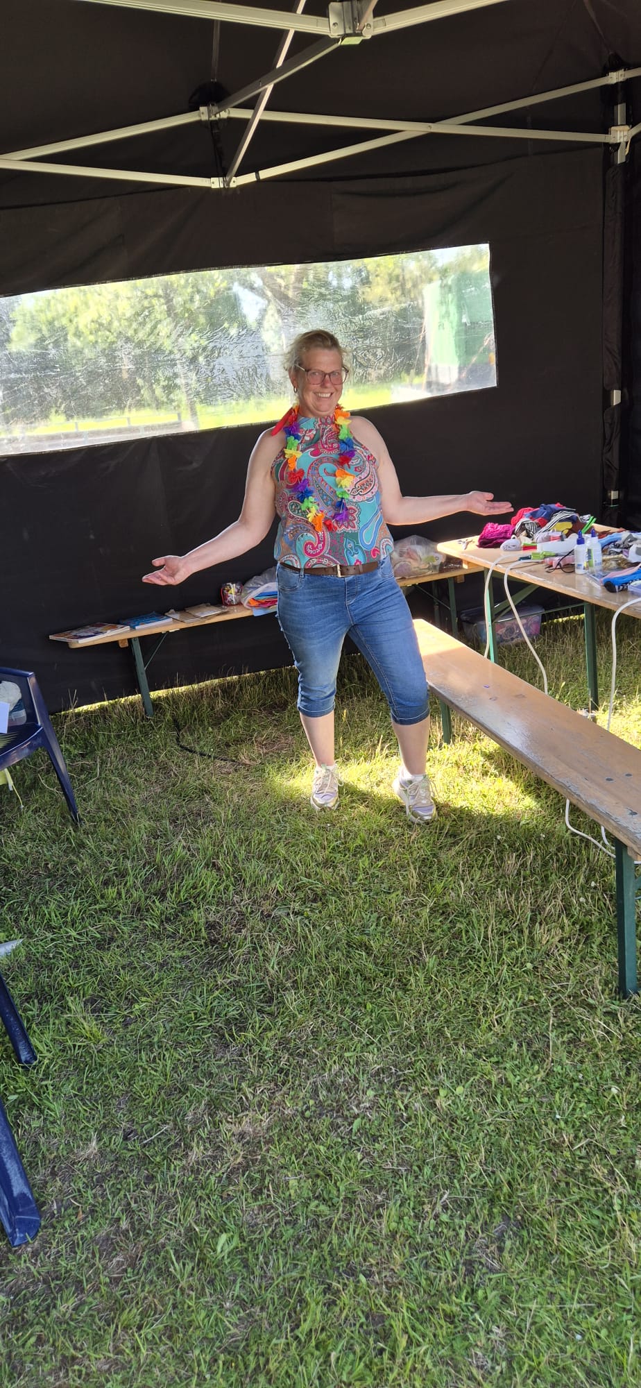 Petra in actie bij een workshop